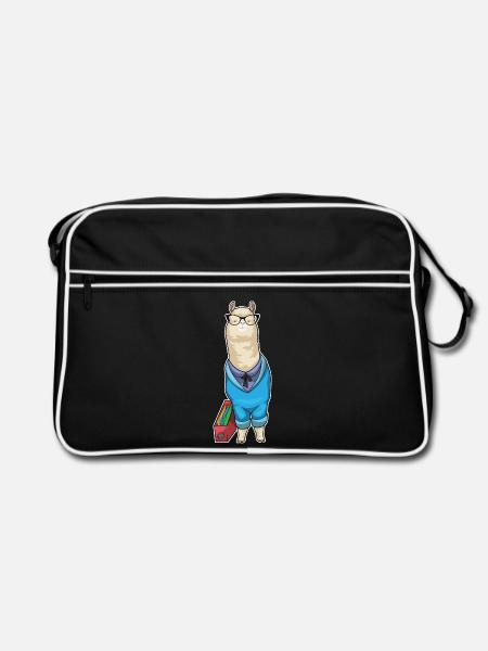 Alpaka Sekretärin Ordner Büro - Retro Tasche - Schwarz/Weiß - Vorne