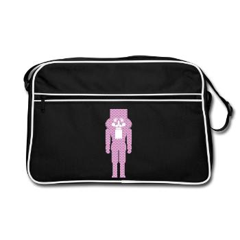 Nussknacker Weihnachten rosa Herzen Xmas Symbol - Retro Tasche - Schwarz/Weiß - Vorne
