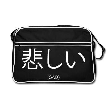 Traurige Manga-Ästhetik - Retro Tasche - Schwarz/Weiß - Vorne