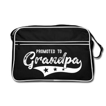 Befördert zum Opa Werdender Großvater - Retro Tasche - Schwarz/Weiß - Vorne