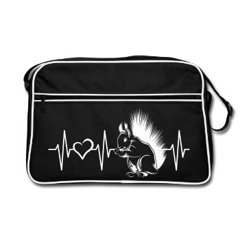 Écureuil pouls amour forêt animaux icône - Sac Retro - noir/blanc - Devant