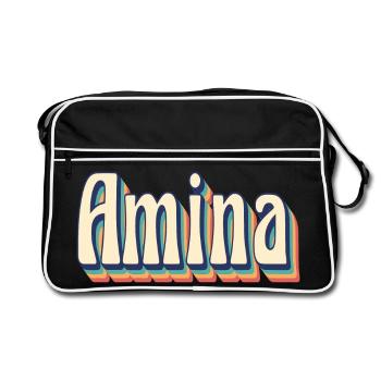 Amina t-shirt rétro vintage t-shirt idée cadeau - Sac Retro - noir/blanc - Devant