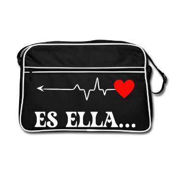 Heartbeat Heart Love Illustration - Retro Bag - black/white - Front