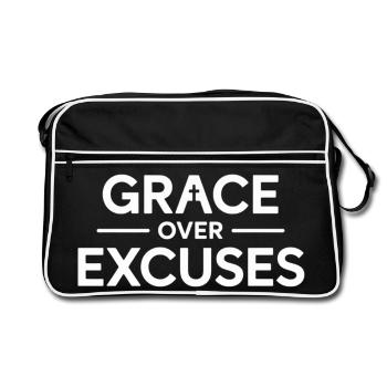 Christian Grace Over Excuses Message - Retro Bag - black/white - Front