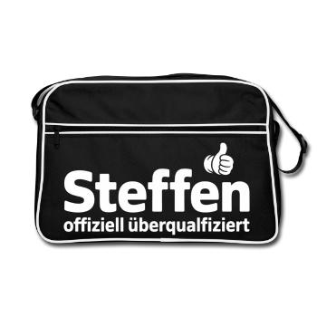 Steffen Offiziell Überqualifiziert - Retro Tasche - Schwarz/Weiß - Vorne