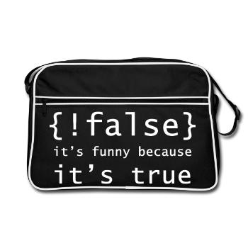 Boolean Pun: It's True - Retro Bag - black/white - Front