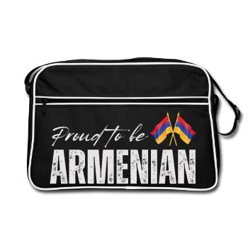 Stolzer Armenier, armenischer Patriot - Retro Tasche - Schwarz/Weiß - Vorne
