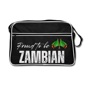 Zambien fier, j’aime la Zambie - Sac Retro - noir/blanc - Devant