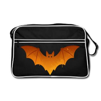 Bat Orange Halloween Costume Spooky - Retro Bag - black/white - Front