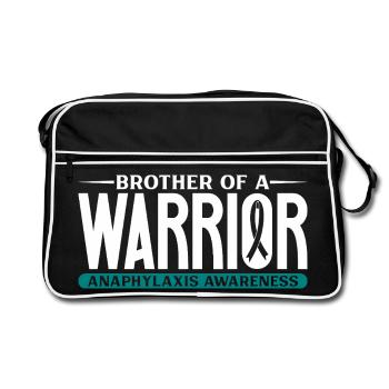 Bruder eines Kämpfers - Anaphylaxie - Retro Tasche - Schwarz/Weiß - Vorne