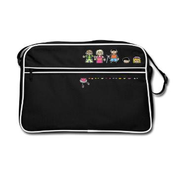 Vom Grafik Designer--- Kinderanimation - Retro Tasche - Schwarz/Weiß - Vorne