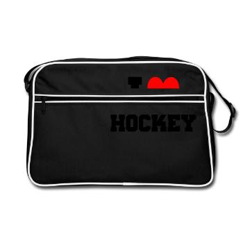 J'aime le hockey, le hockey sur glace - Sac Retro - noir/blanc - Devant