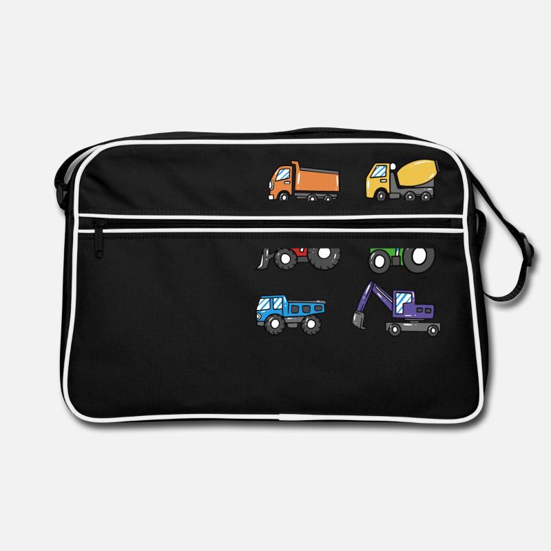 Excavator Construction Site Construction Machine Construction Worker Children Retro Bag