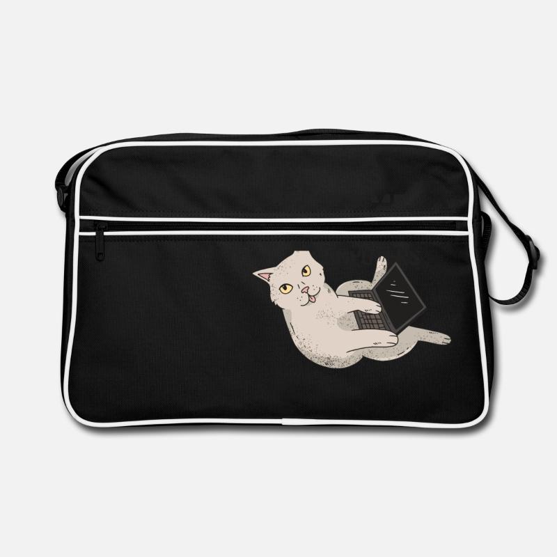 Computer Katze mit Laptop vertrau mir PC Katze Retro Tasche