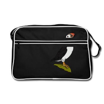 cute puffin gift for puffin friends - Retro Bag - black/white - Front