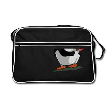 Puffin gift for puffin penguin birds - Retro Bag - black/white - Front