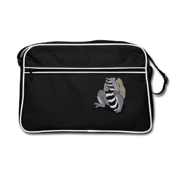 Lémurien nettoyant sa queue Cadeau pour les lémuriens - Sac Retro - noir/blanc - Devant