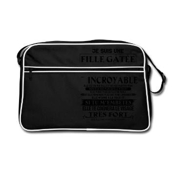 Je suis une fille gâtée J’ai été élevée par une m - Sac Retro - noir/blanc - Devant