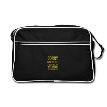 Gedanken wichtiger als Zuhören - Retro Tasche - Schwarz/Weiß - Vorne