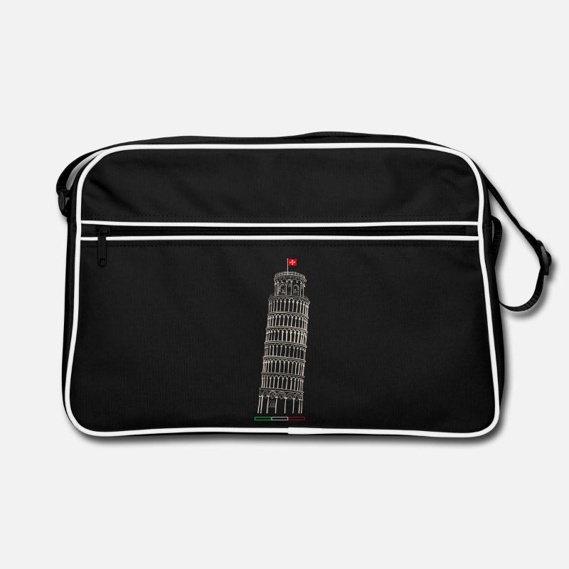 Schiefe Turm von Pisa - Retro Tasche - Schwarz/Weiß