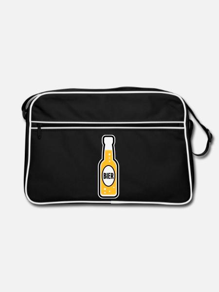 Bierflasche (Bier / Bierchen / POS 3C) - Retro Tasche - Schwarz/Weiß - Vorne
