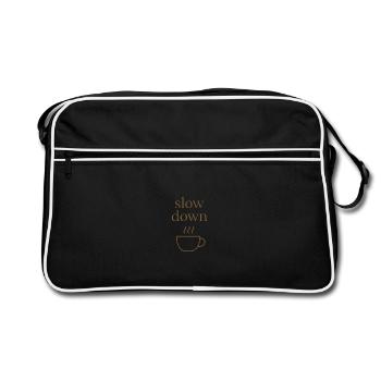 Slow Down | Minimalist coffee moment - Retro Bag - black/white - Front