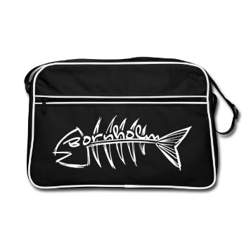Bornholm Fish - Herringbone - Retro Bag - black/white - Front