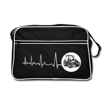 Heartbeat with circle tractor white - Retro Bag - black/white - Front