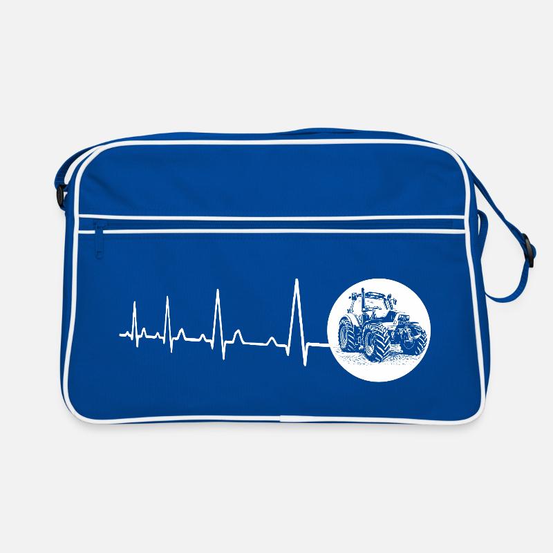 Heartbeat with circle tractor white Retro Bag