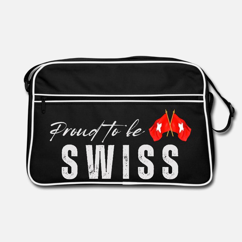 Stolzer Schweizer, ich liebe die Schweiz - Retro Tasche - Schwarz/Weiß
