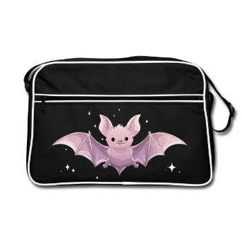 Spooky Cute Pastel Bat – Kawaii Gothic Style - Retro Tasche - Schwarz/Weiß - Vorne