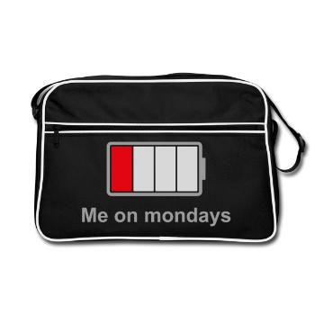 Low Battery Mondays – Low Energy Mood - Retro Bag - black/white - Front