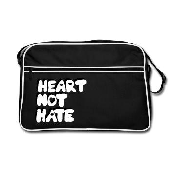 HEART NOT HATE - Retro Tasche - Schwarz/Weiß - Vorne