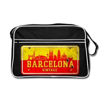 Enseigne vintage Barcelone Espagne - Sac Retro - noir/blanc - Devant