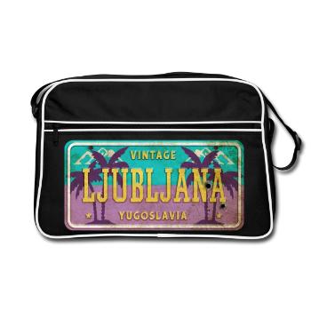 Ljubljana Jugoslawien Vintage Schild - Retro Tasche - Schwarz/Weiß - Vorne