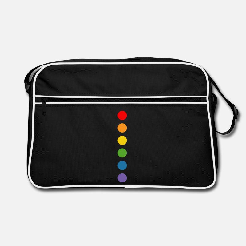 Regenbogen rounds - Retro Tasche - Schwarz/Weiß