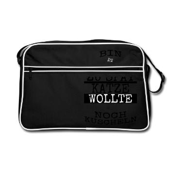 katze - Katze wollte kuscheln - Retro Tasche - Schwarz/Weiß - Vorne