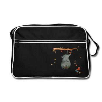 schaukeln mit Eichhörnchen - Retro Tasche - Schwarz/Weiß - Vorne