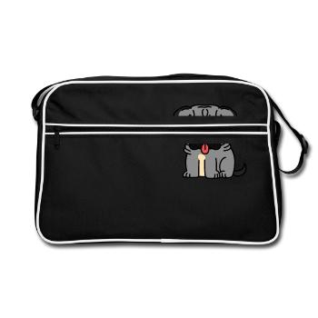 Carlin chien avec langue - Sac Retro - noir/blanc - Devant