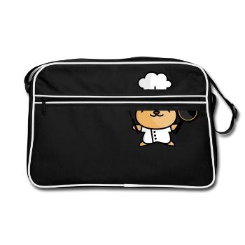 Chat de cuisine heureux - Sac Retro - noir/blanc - Devant