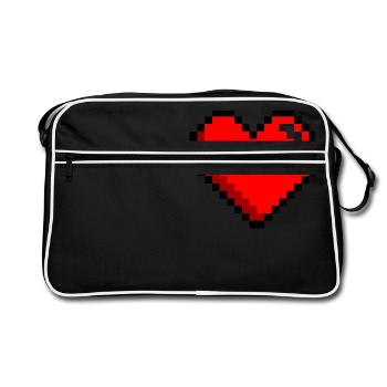 Pixel gaming coeur vie amour - Sac Retro - noir/blanc - Devant