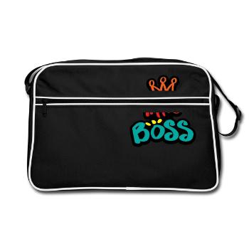 petit patron cadeau anniversaire drôle cadeau - Sac Retro - noir/blanc - Devant