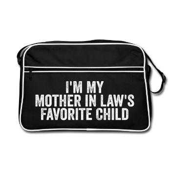 Enfant Préféré de ma Belle-Mère - Humour Famille - Sac Retro - noir/blanc - Devant