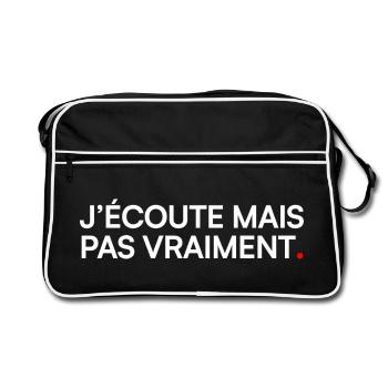 J’écoute mais pas vraiment humour bureau - Sac Retro - noir/blanc - Devant