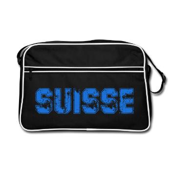 SUISSE. HUMOUR. PAYS. DRAPEAU. GENEVE. LAUSANNE - Sac Retro - noir/blanc - Devant