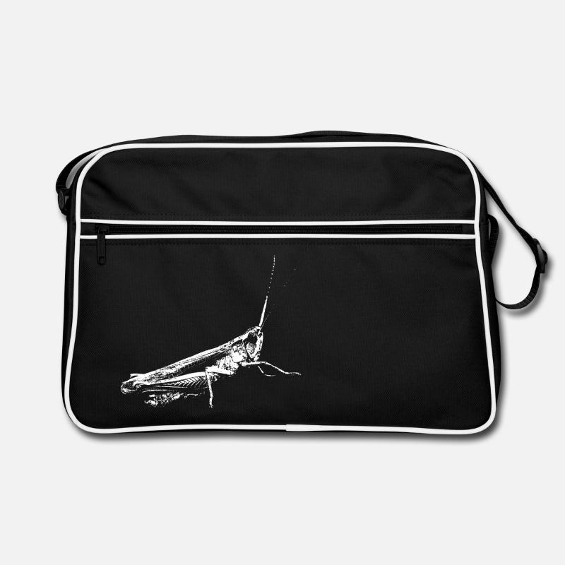 Sauterelle blanche / Sauterelle blanche / insectes - Sac Retro - noir/blanc