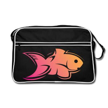 poisson poisson eau couleurs de la mer symbole icône logo - Sac Retro - noir/blanc - Devant
