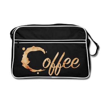 Kaffeefleck Typografie Coffee - Retro Tasche - Schwarz/Weiß - Vorne