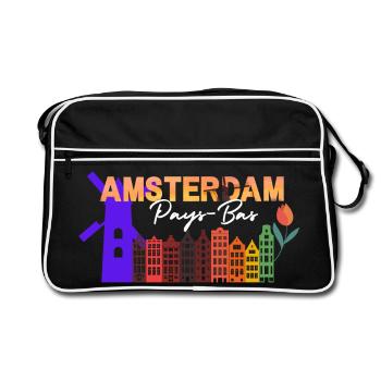 Amsterdam Skyline Tulip Gradient - Sac Retro - noir/blanc - Devant