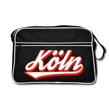 Design de lettrage en cologne avec contour rouge - Sac Retro - noir/blanc - Devant